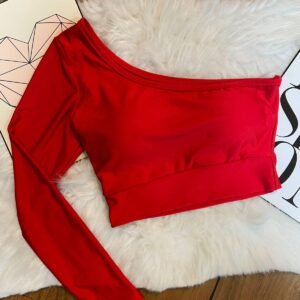 Cropped Com Unilateral Manga Longa