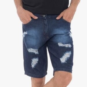 Bermuda Jeans Rasgada Azul Escuro John Jhon