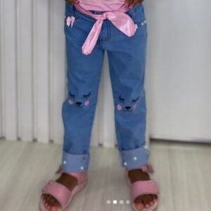 Calça Jeans Infantil Com Lacinho Na Cintura Bia Kids